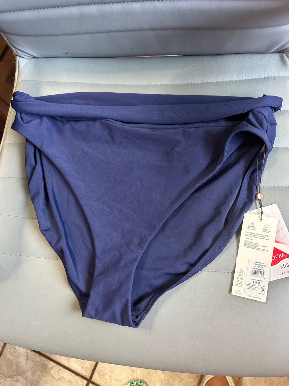 Navy High-Waist Bikini Bottom - Unbranded